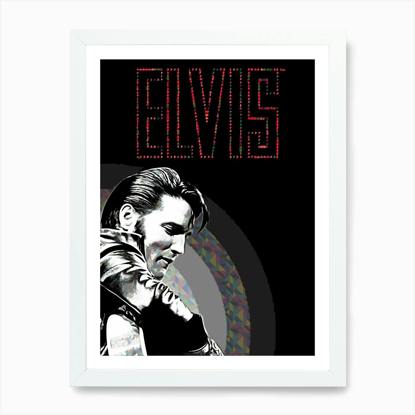 Top elvis presley painting large comeback 68 special black and white