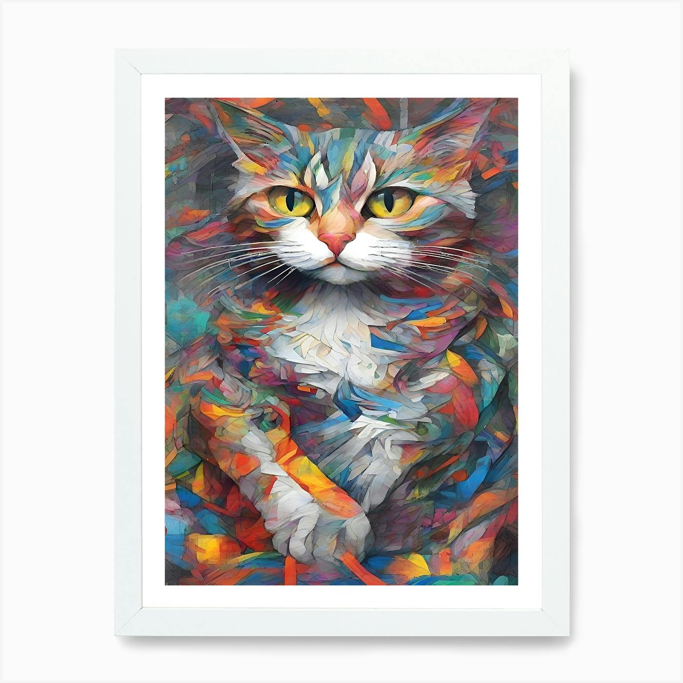 Abstract Cat Art Portrait 8.5 high quality x 11 - Original Art