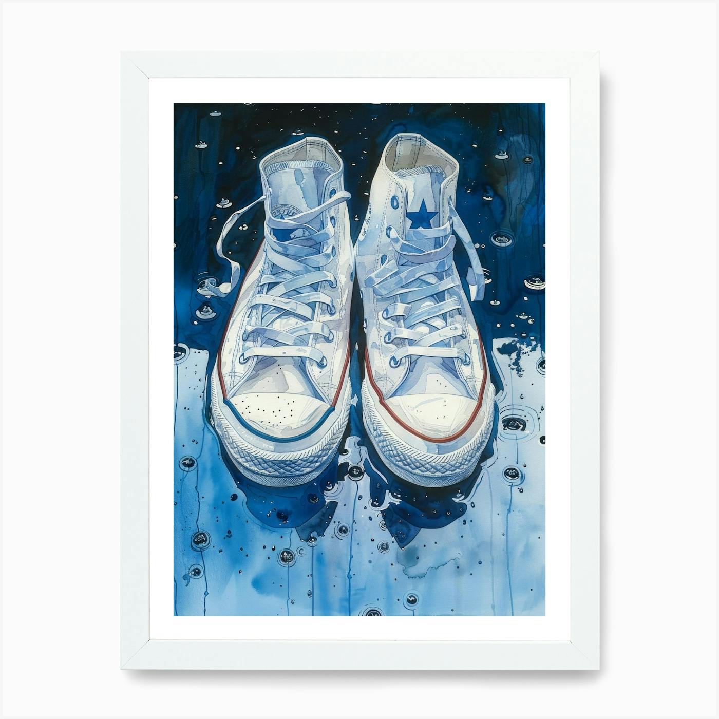 Converse Shoes In The Rain Art Print