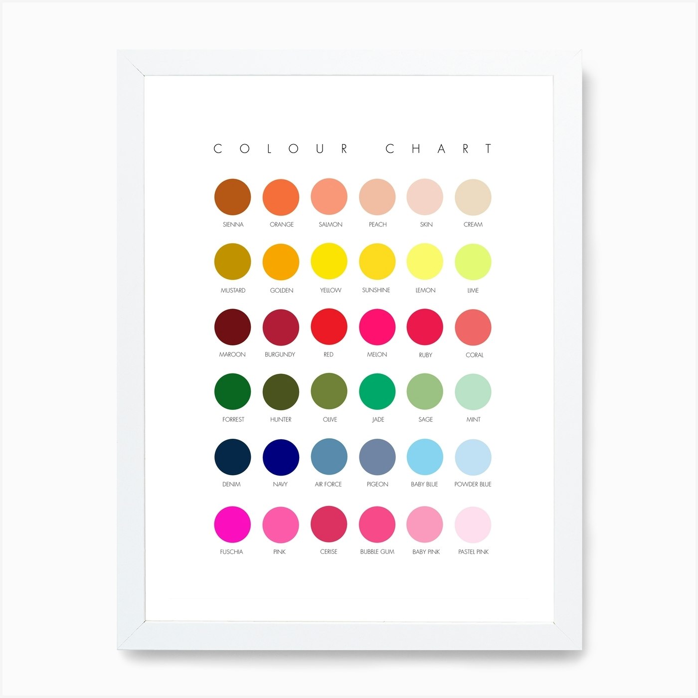 Colour Chart Art Print by Mercedes Lopez Charro - Fy