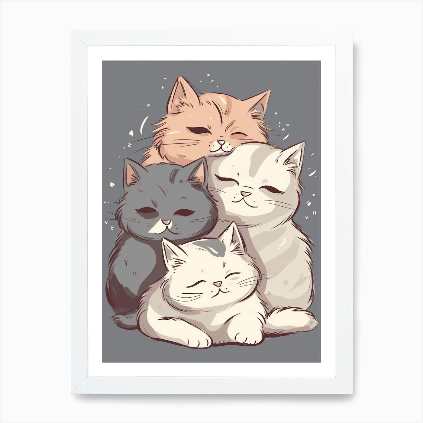 3 Pieces Kawaii Animal Art framed print, loose print, small mirror EUC  Cartoon - Art