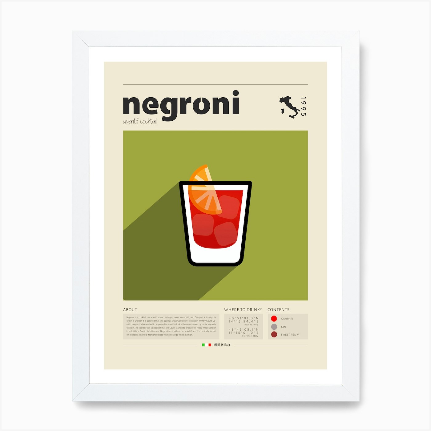 Negroni Art Print by Gastro World - Fy