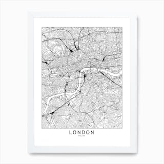 London White Map Art Print by multipliCITY - Fy