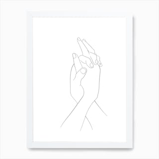Hands Together Line Art Print by Nouveau Prints - Fy