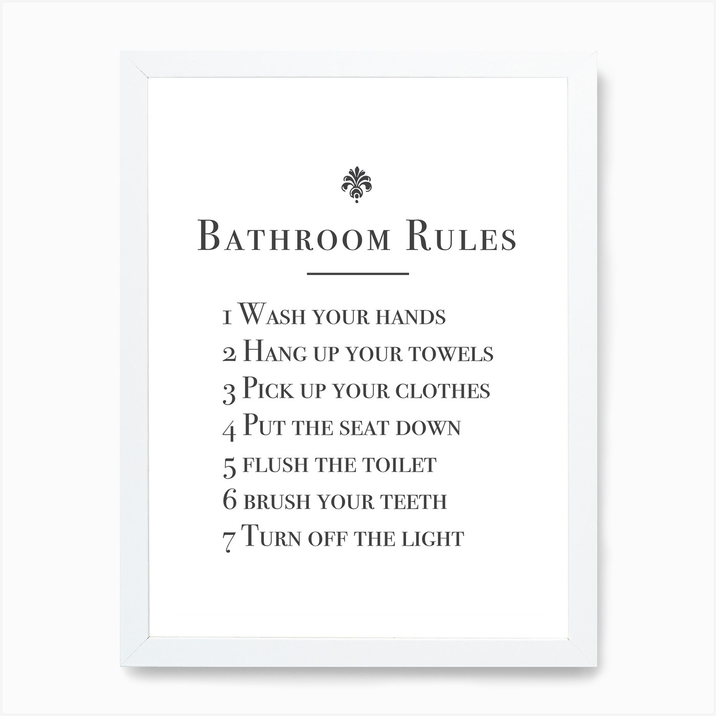 Bathroom Rules Art Print by Mambo - Fy