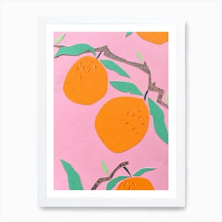 Pink Oranges Art Print by The Small Illustrator - Fy