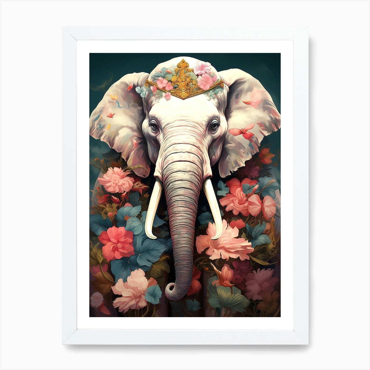 Elephant With Flowers 1 Art Print by maebyfazar Fy