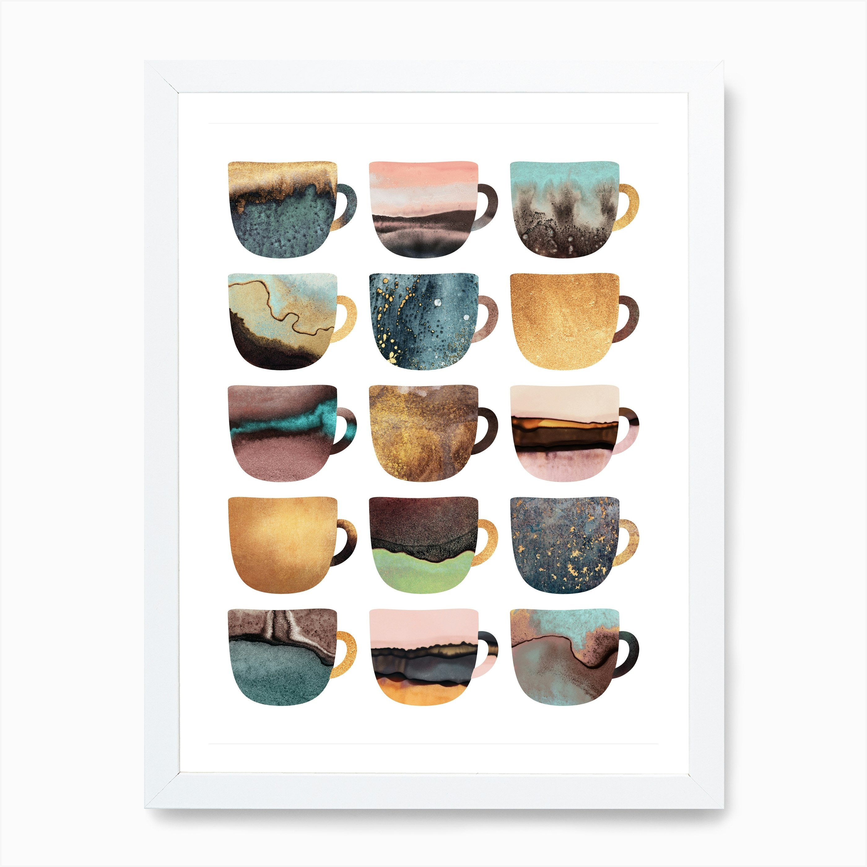 Pretty Earthy Coffee Cups Art Print by Elisabeth Fredriksson - Fy