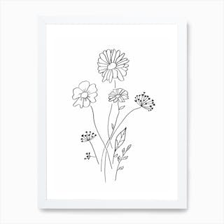 Minimal Flower Bouquet Art Print by Mantika Studio - Fy