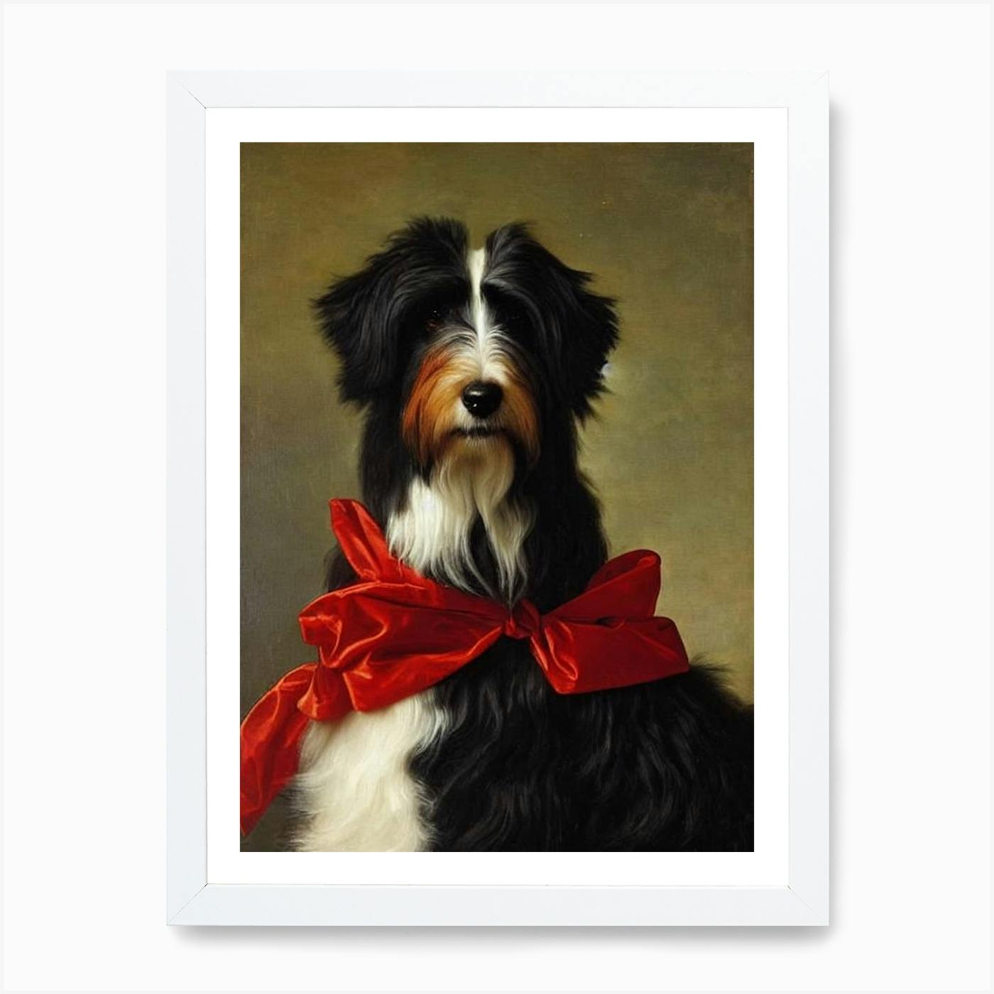 ARTCANVAS Bearded Collie Dog store Breed Flowers Canvas Art Print