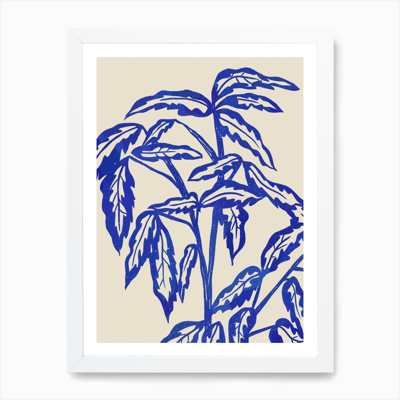 Minimal Blue Plant Art Print by Superblooming - Fy