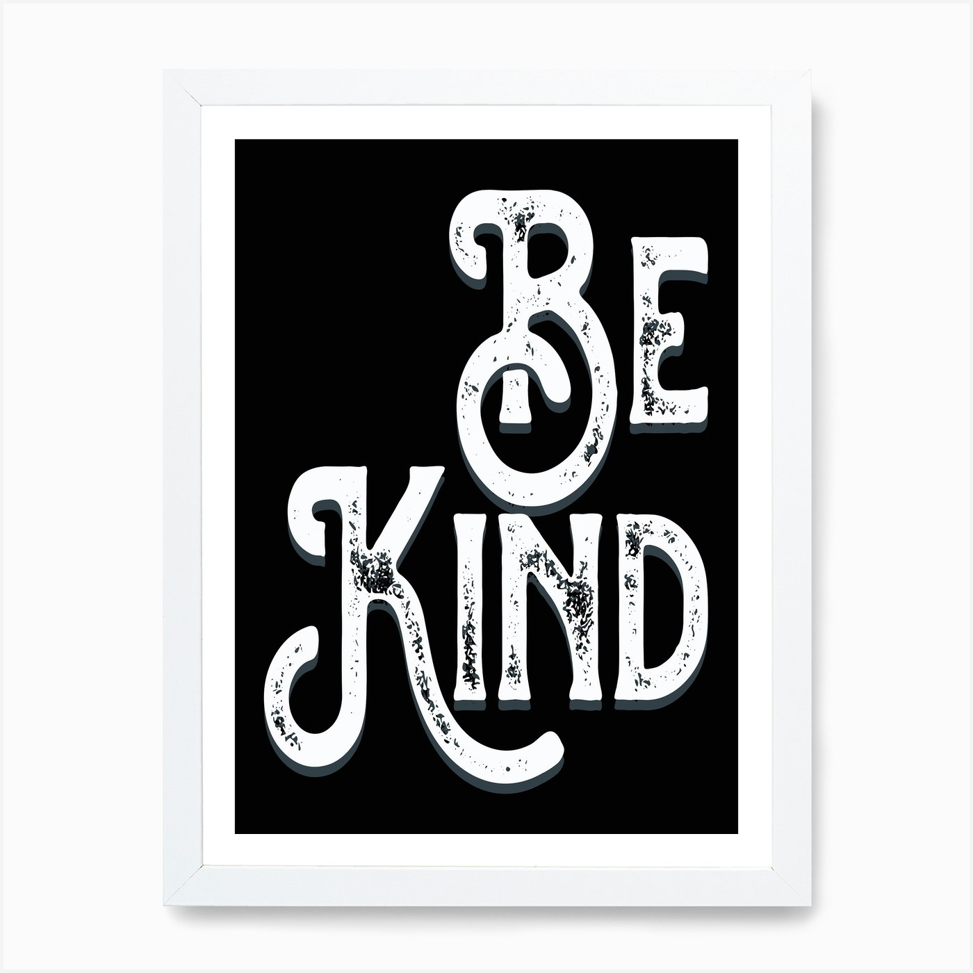 Be Kind Vintage Black White Typography Art Print by Ink North - Fy