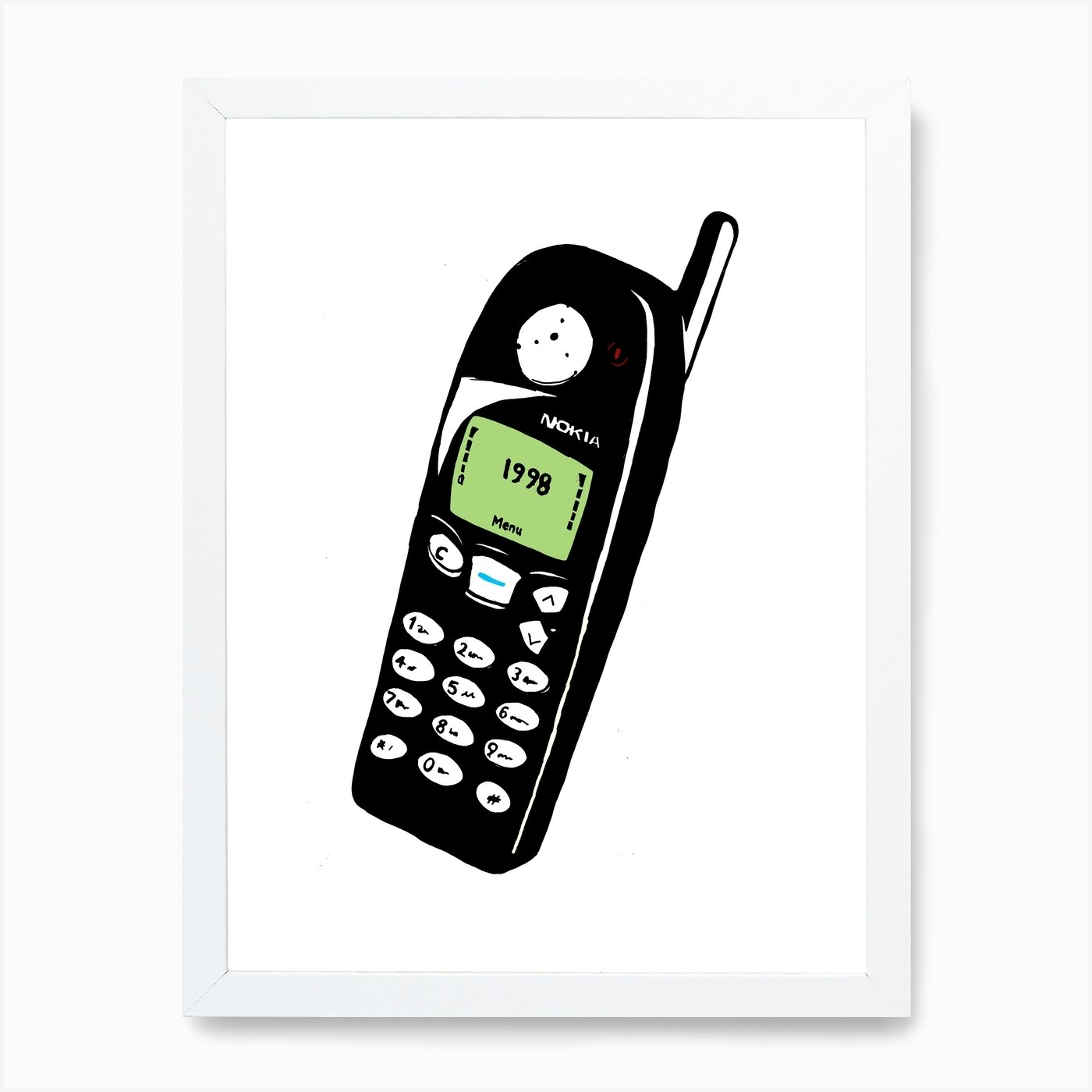 Retro 1998 Mobile Phone Art Print by Daniel Battams Fy