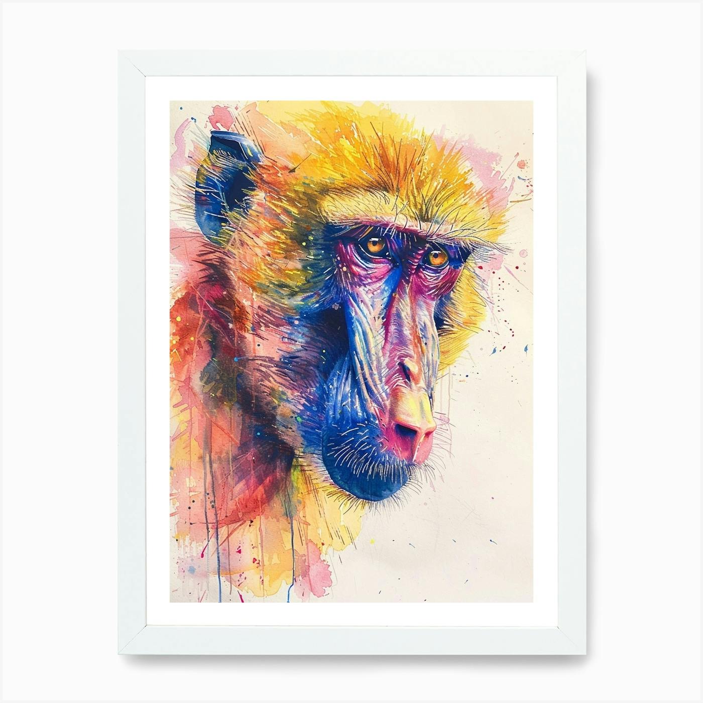 Baboon Painting On Canvas. Absolutely Beautifully Detailed newest Brush Strokes.