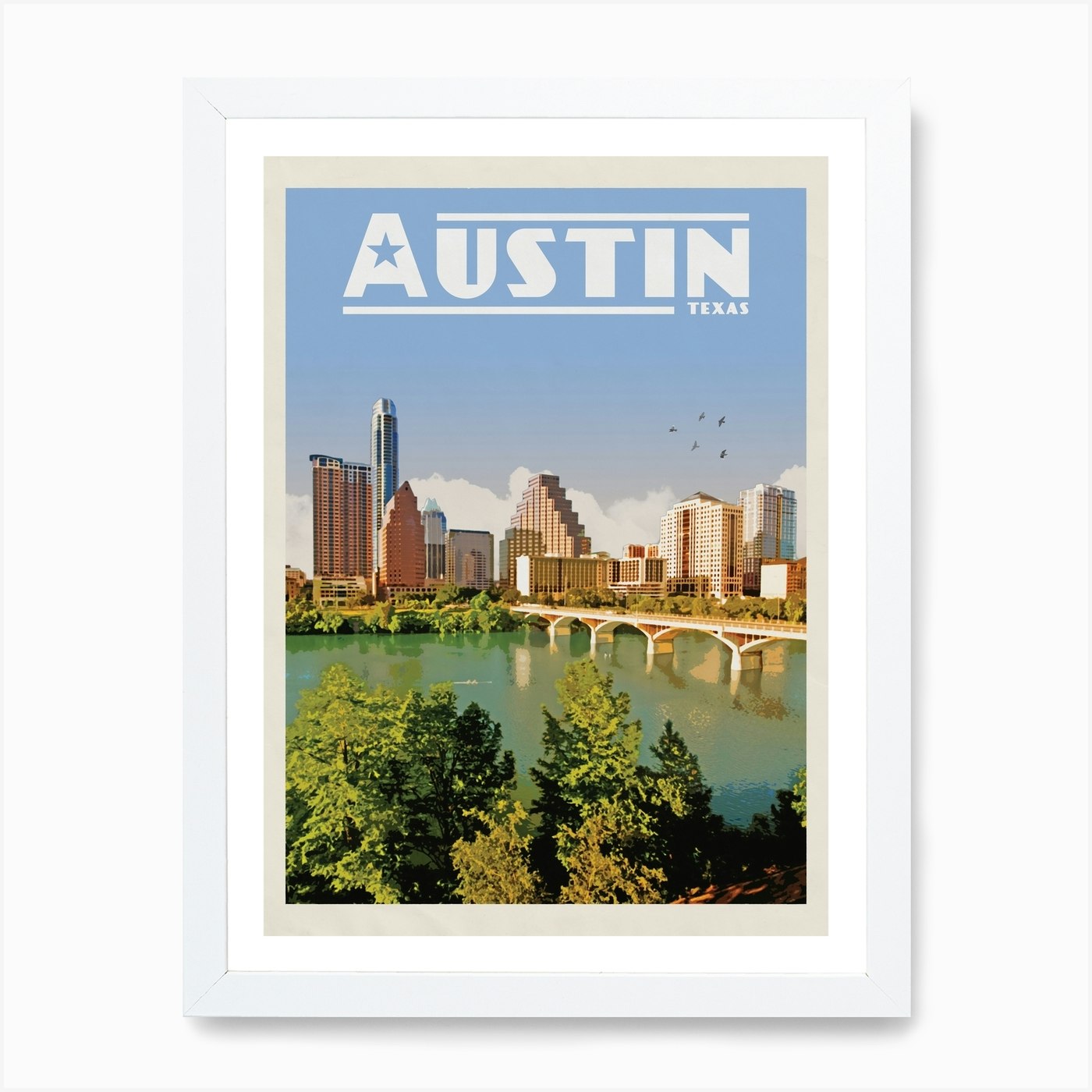 Austin Texas Travel Poster Art Print by Vintaprints - Fy