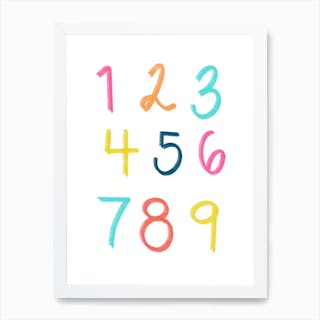 Sunshine Numbers Art Print by Tiny Human Print Co. - Fy