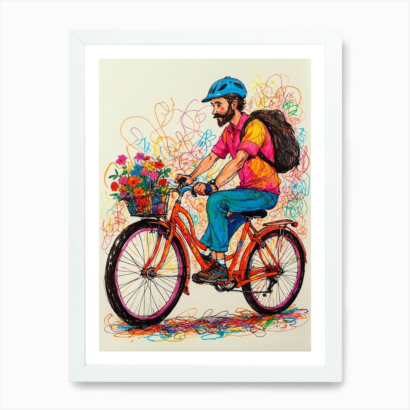 Man On A Bike Art Print