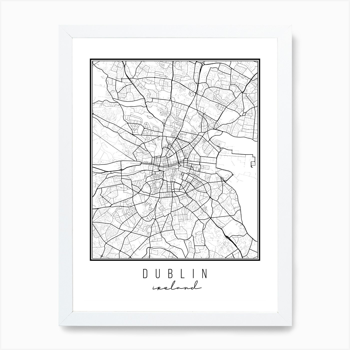Dublin Ireland Street Map Art Print by Typologie Paper Co Fy