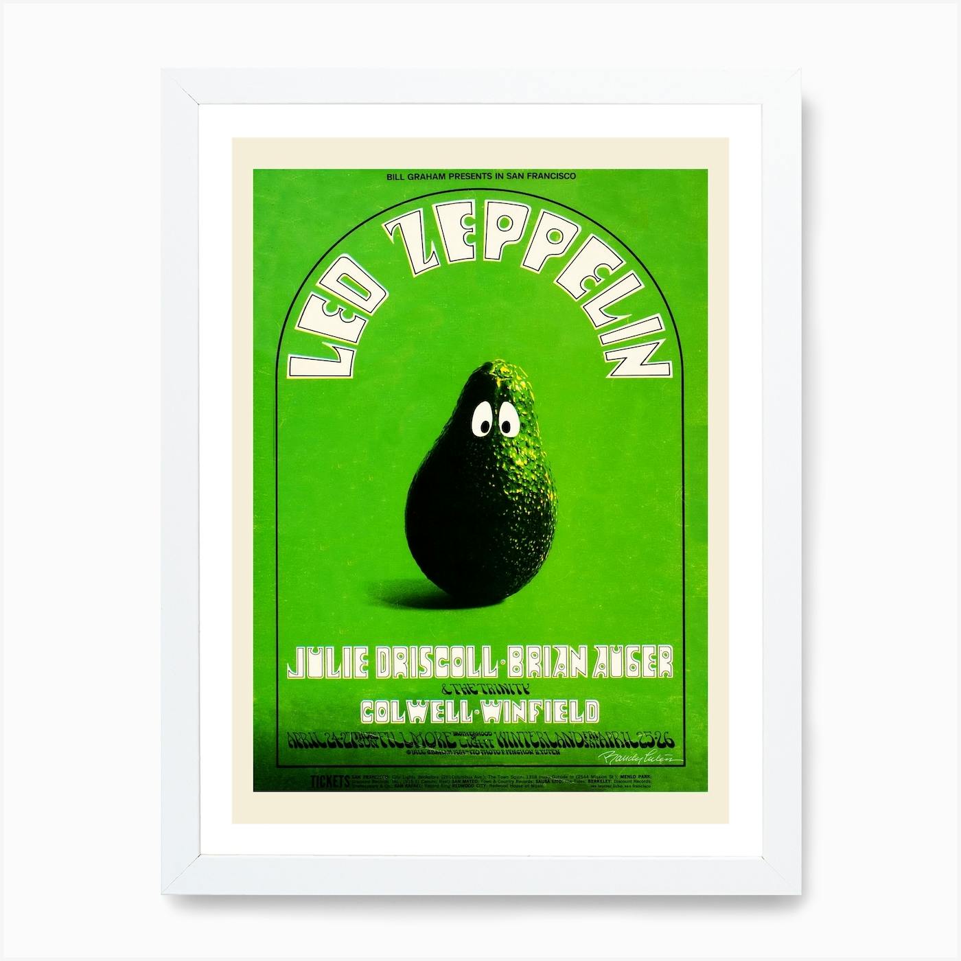 Led Zeppelin Avocado, Randy Tuten, Peter Pynchon Art Print by Fy! Classic  Art Prints and Posters - Fy