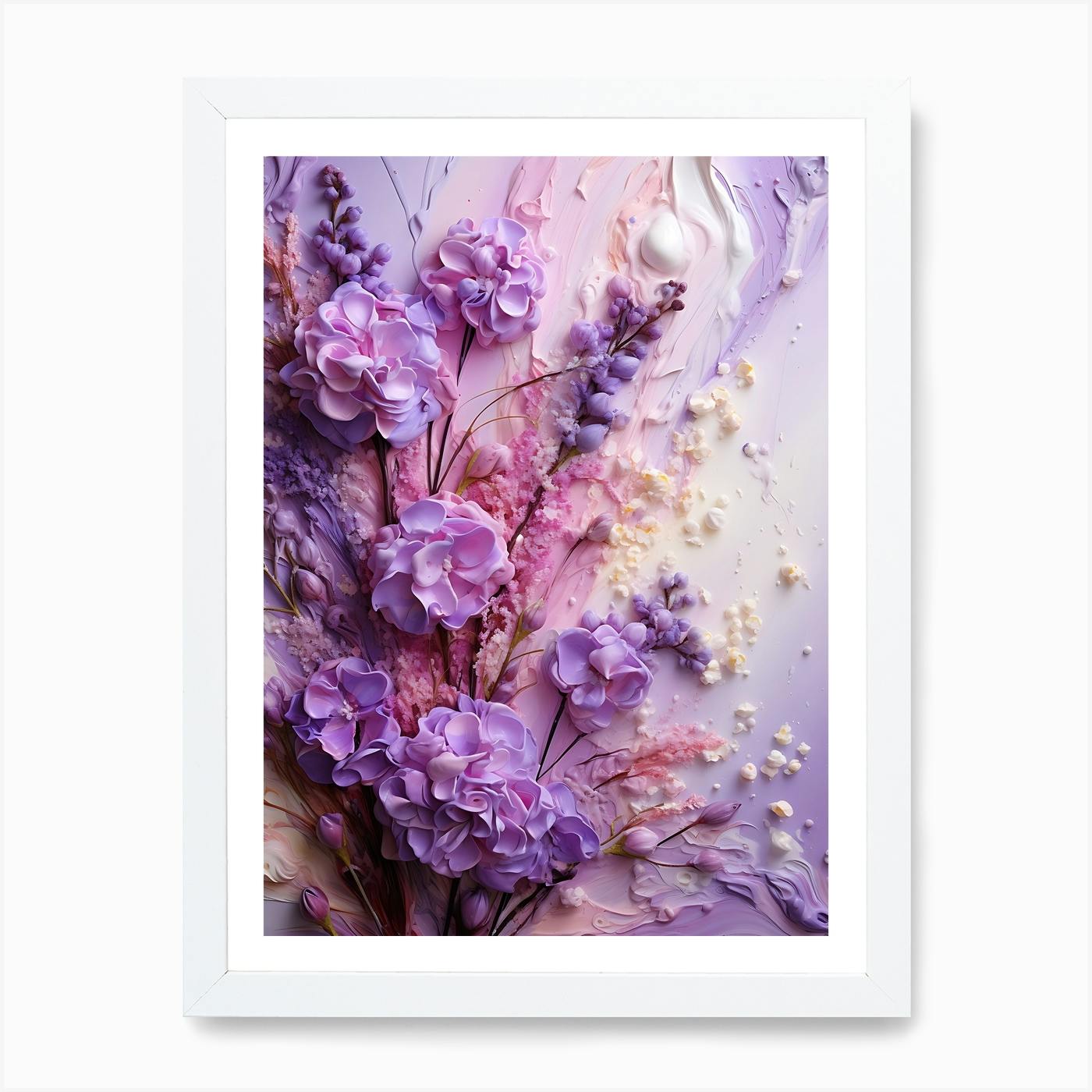 GICLEE PRINT Art Abstract Painting Hydrangea Purple Flowers Canvas Prints Modern Palette Knife Floral Lavender popular White Choose SIZE -Christine