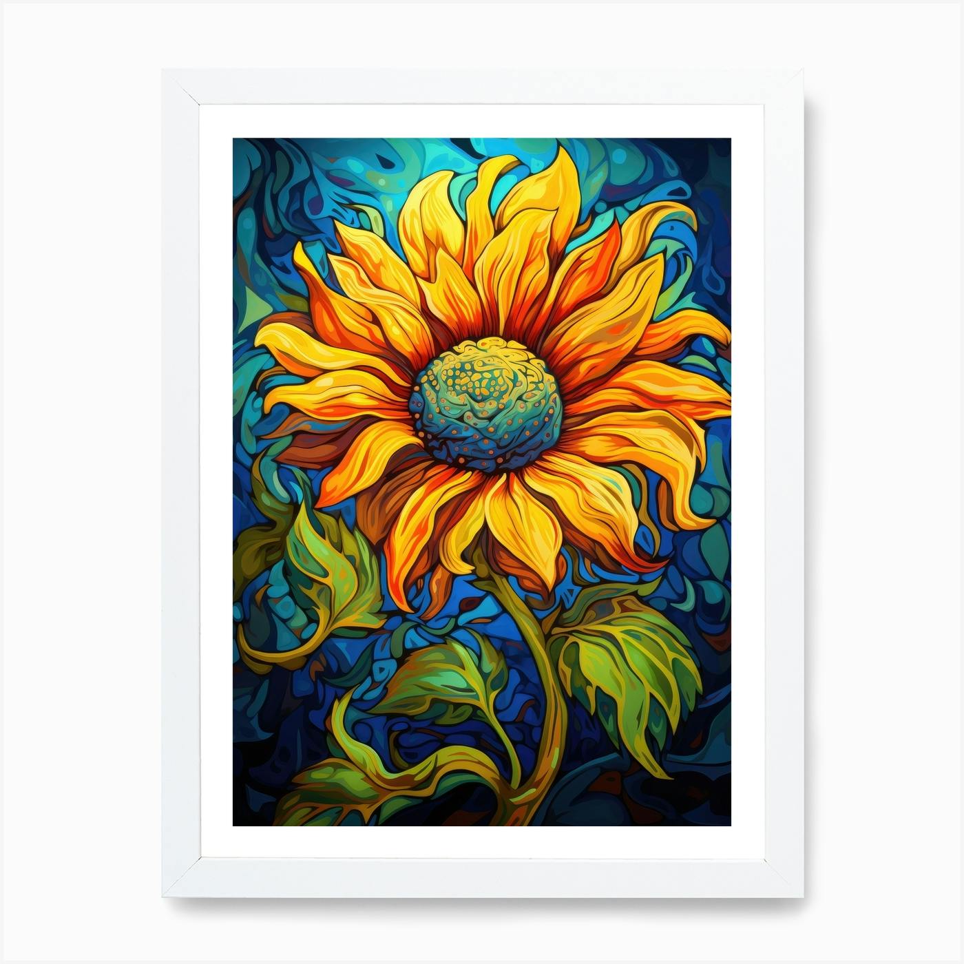 Nature printed painting Tropical flowers selling Colorful sunflowers