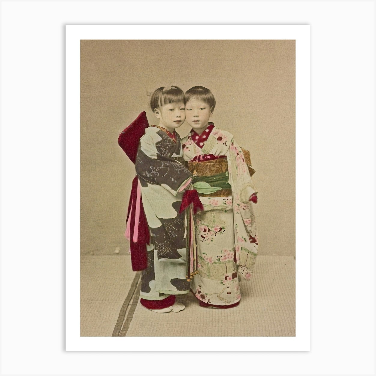 Two Children In Traditional Japanese Clothes Art Print by Fy