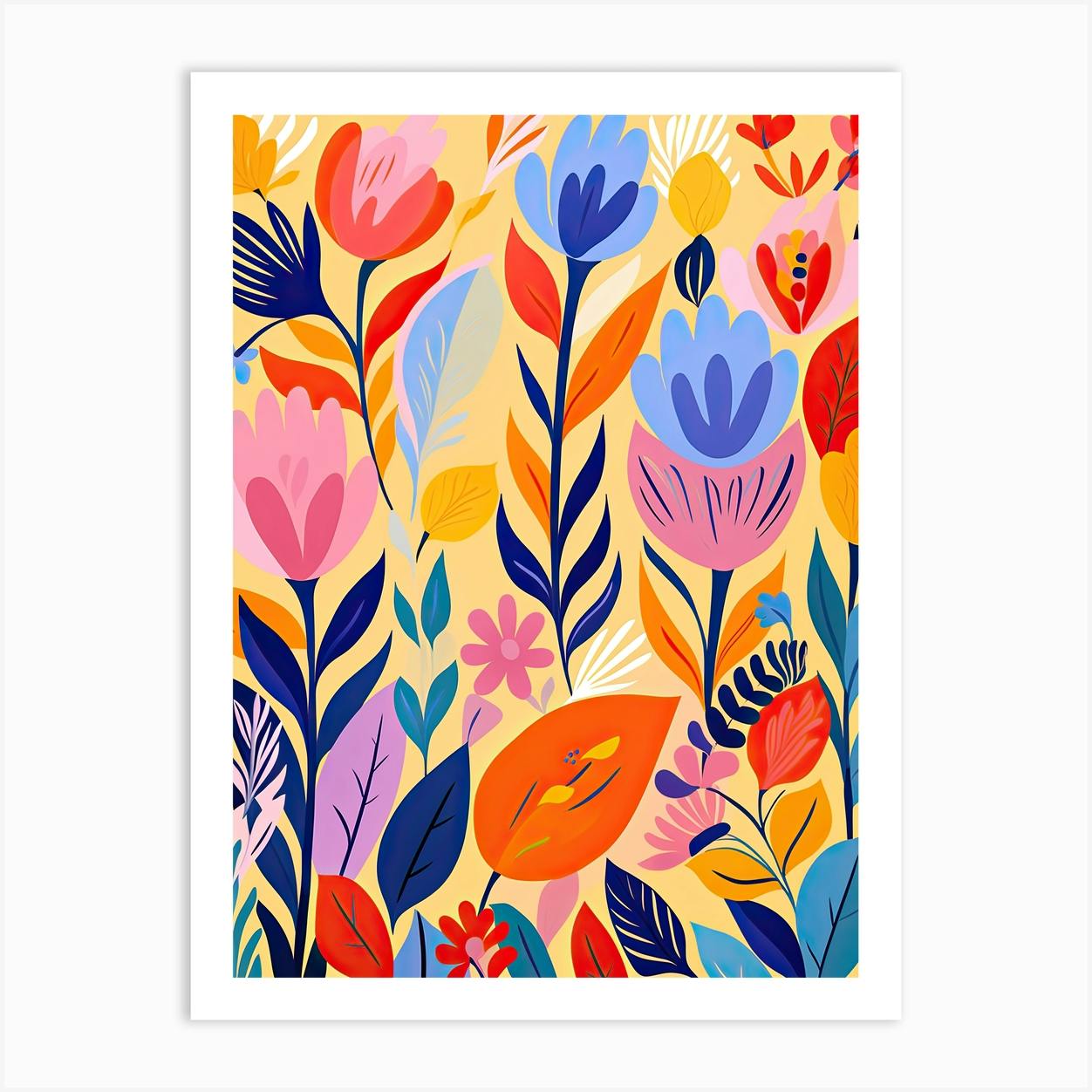 Flowers 17, Matisse style, Floral Texture Art Print by Art