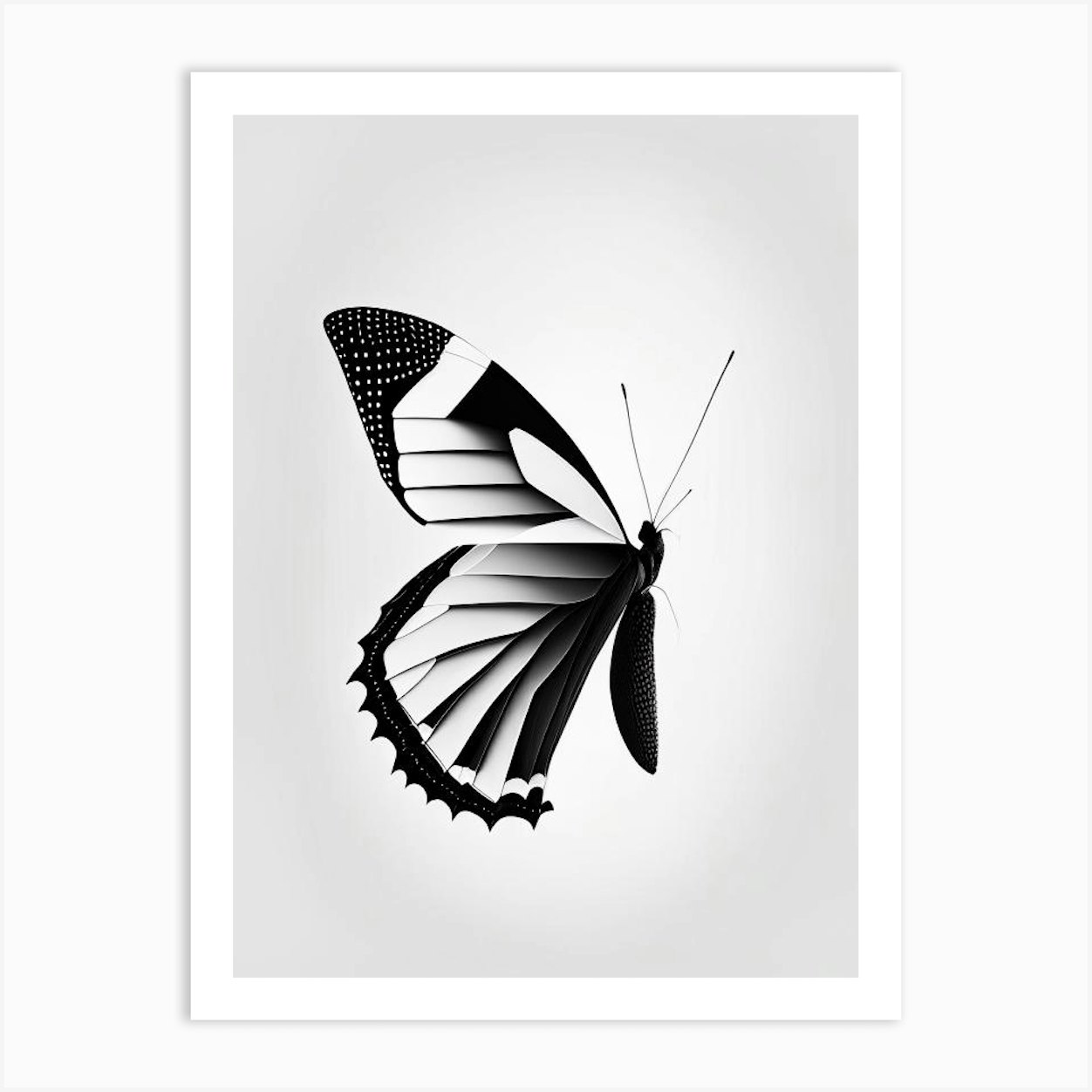 Black Swallowtail Butterfly Black And White Geometric 1 Art Print By