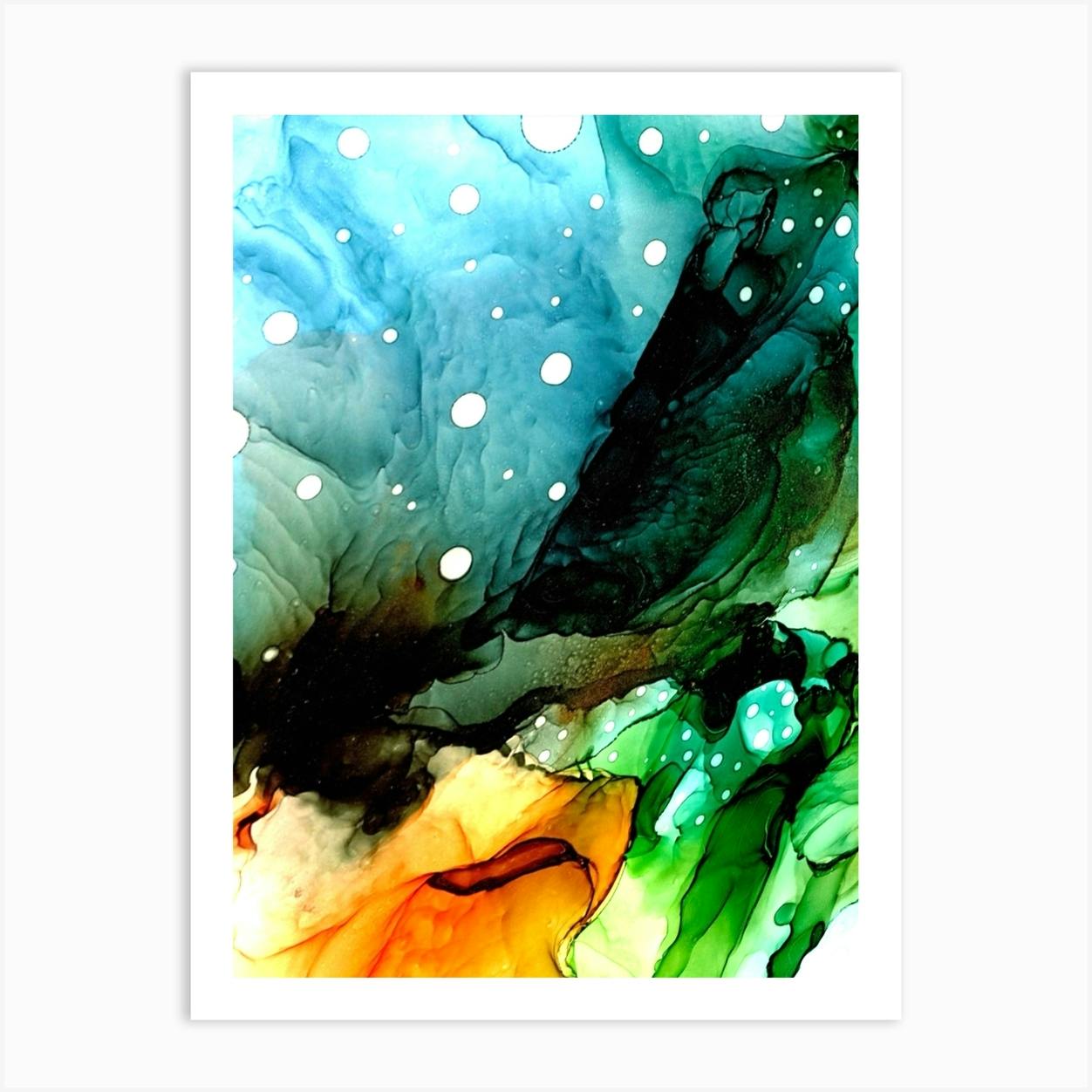 Abstract Watercolor Painting offers with Archival Ink Detail