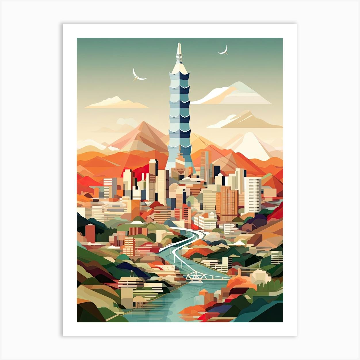 ARTCANVAS Taipei Taiwan Skyline Square outlet Canvas Art Print