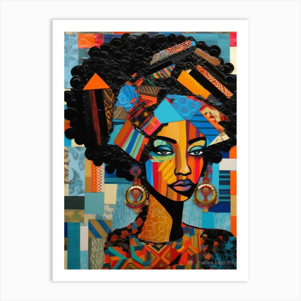 Afro Patchwork Portrait 4 Art Print by AfroFusion - Fy