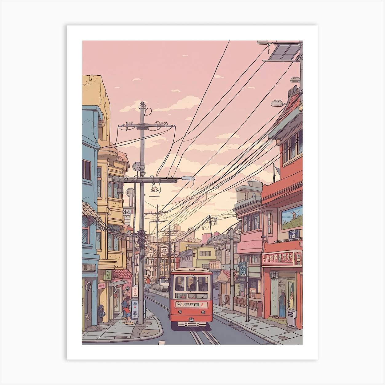 Tokyo Japan Travel Illustration 2 Art Print by Fusion