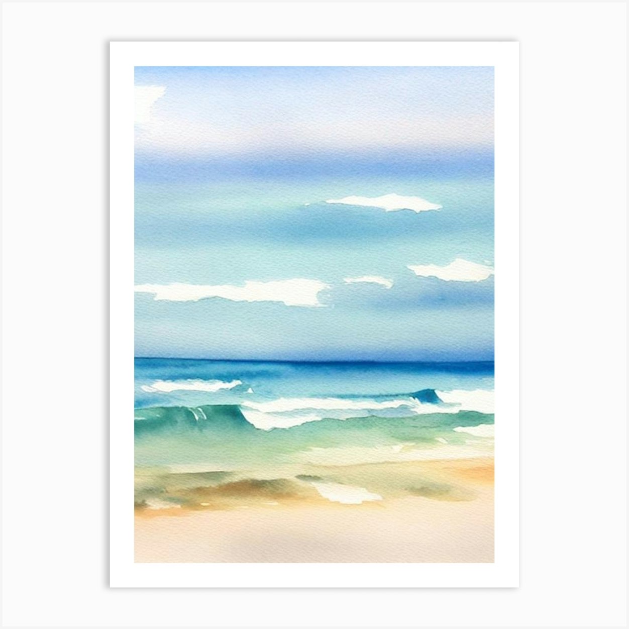 Surfers Paradise Beach, Australia Watercolour Art Print by Sand & Surf ...