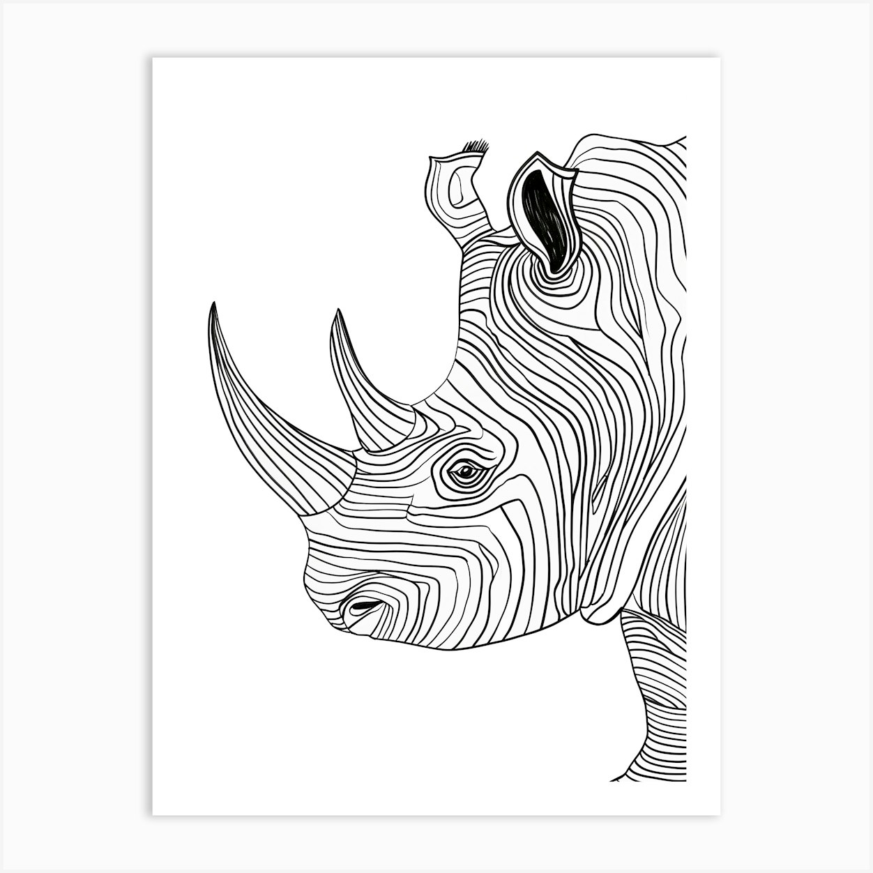 Rhinoceros Vector Illustration animal lines art Art Print by JBJart ...