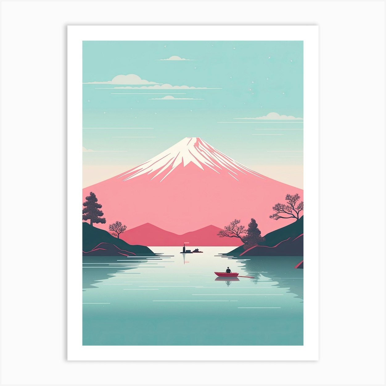 Mount Fuji Japan Travel Illustration 1 Art Print By Fusion Designs - Fy