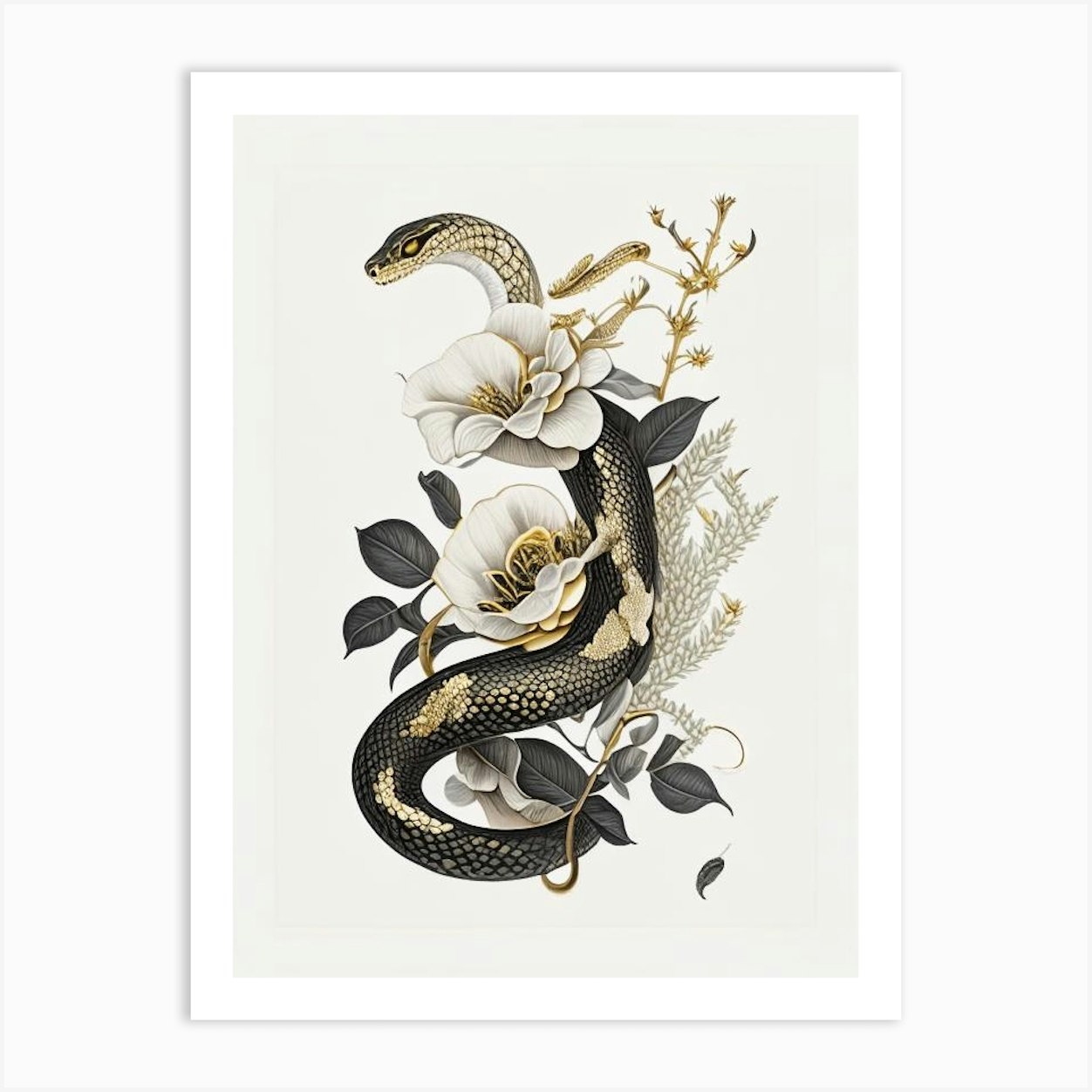 Rough Scaled Snake Gold And Black Art Print by The Snake Pit - Fy