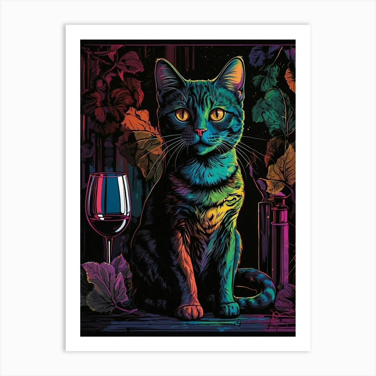 FREE CUSTOMIZATION Cat Winery Company Graphic Art Illustration outlet print SIGNED