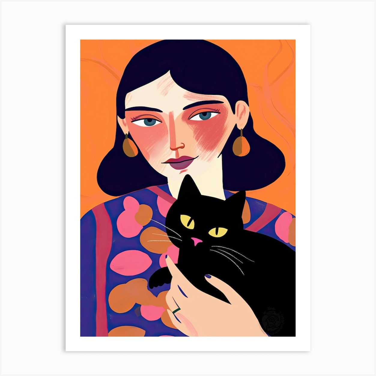 Cat Lady Illustration Art Print by Mambo - Fy