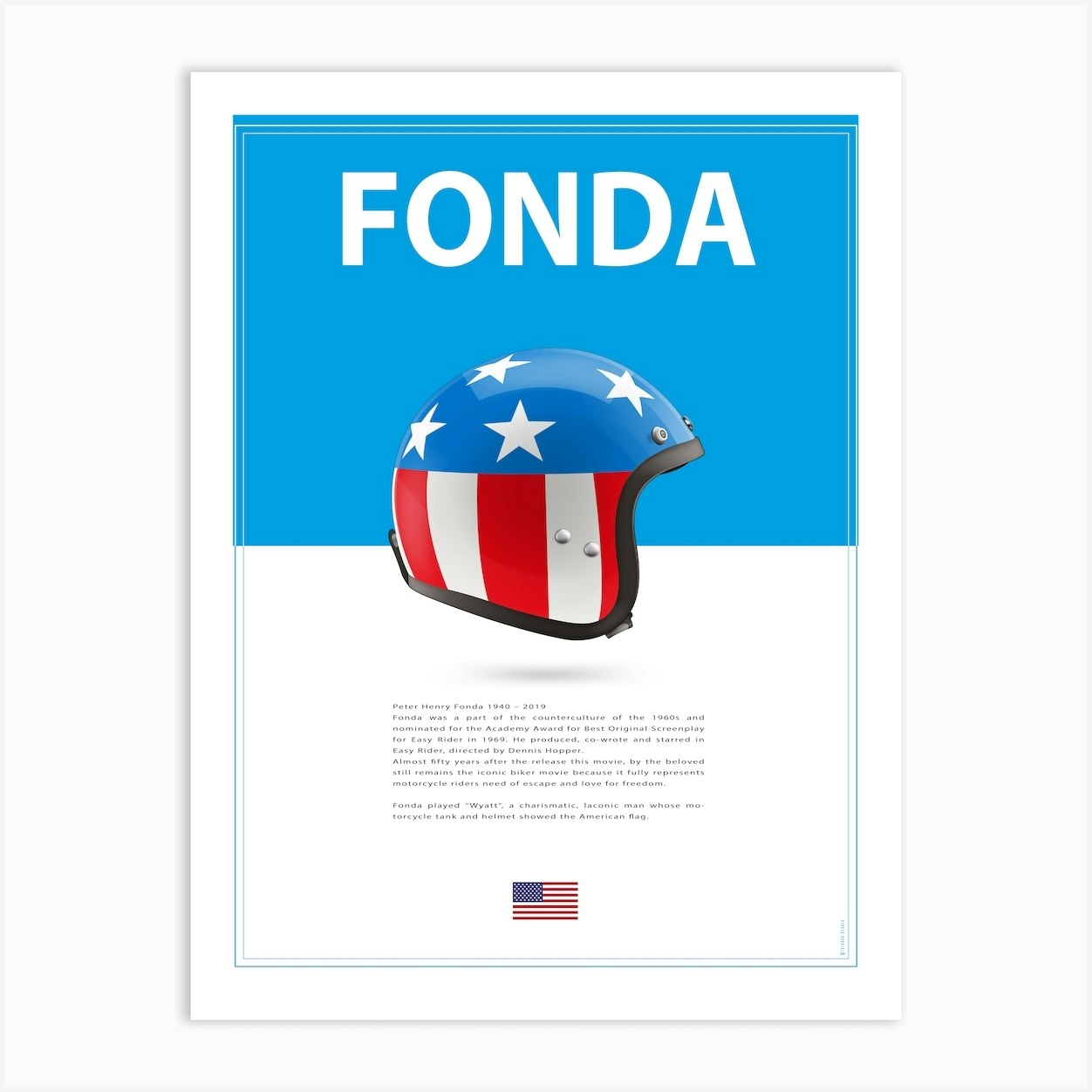 Peter Fonda Helmet Art Print by Raceman - Fy