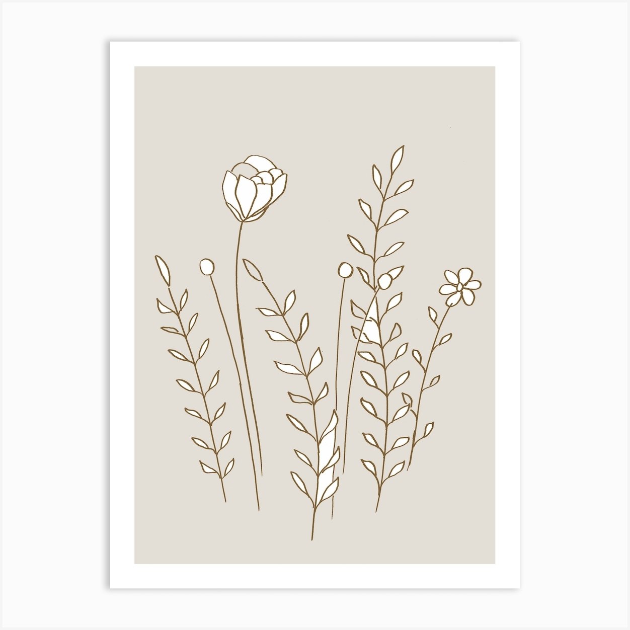 Skandi Flowers And Leaves 1 Art Print by Mantika Studio - Fy