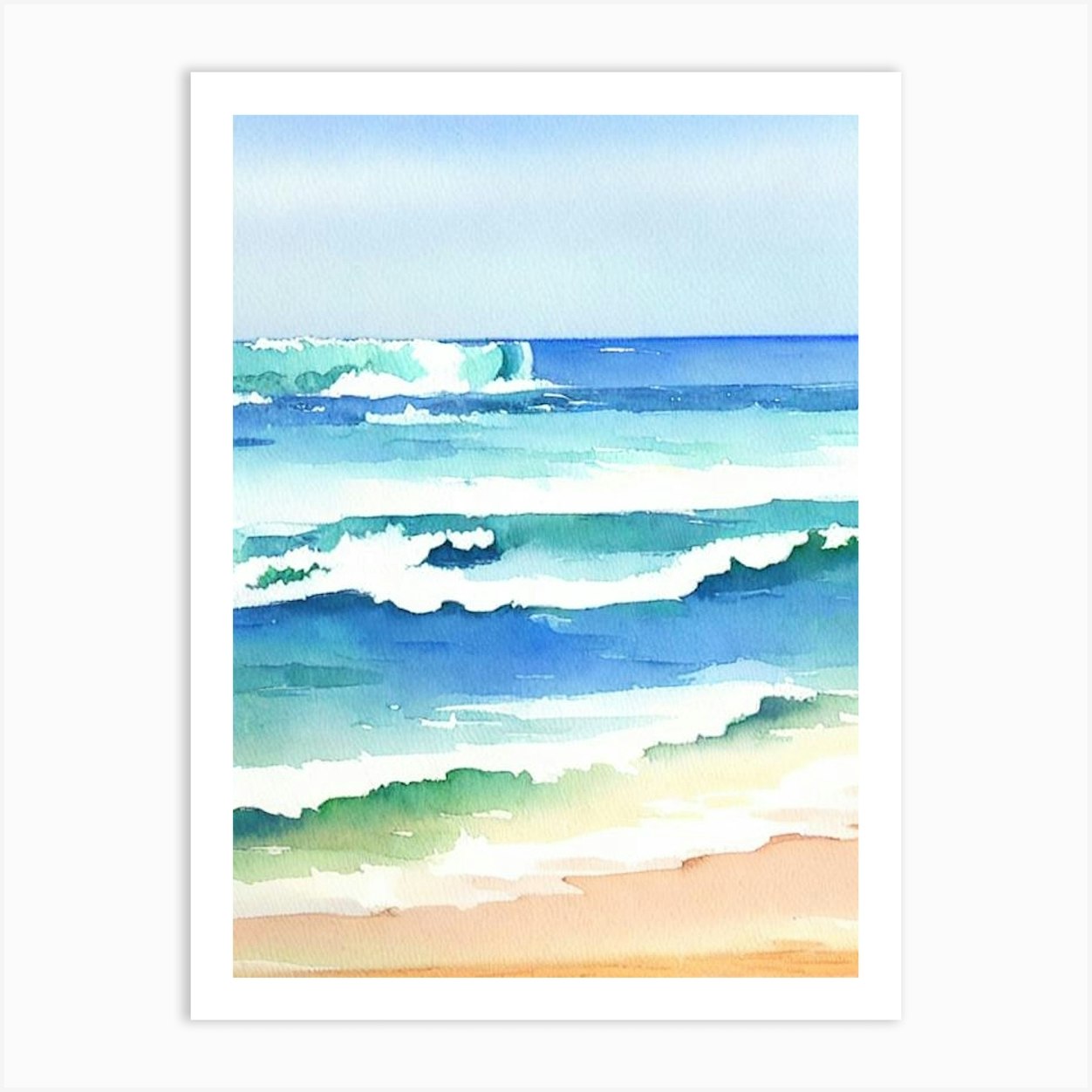 Bondi Beach 2, Sydney, Australia Watercolour Art Print by Sand & Surf ...