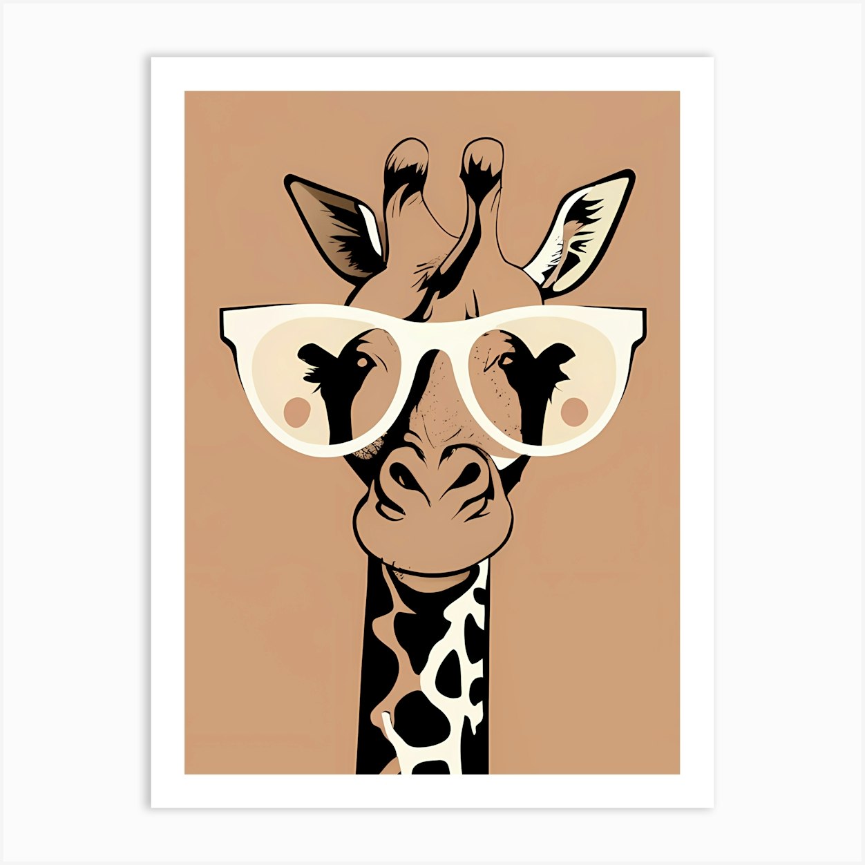 Giraffe With Glasses Art Print by Two Six Media - Fy