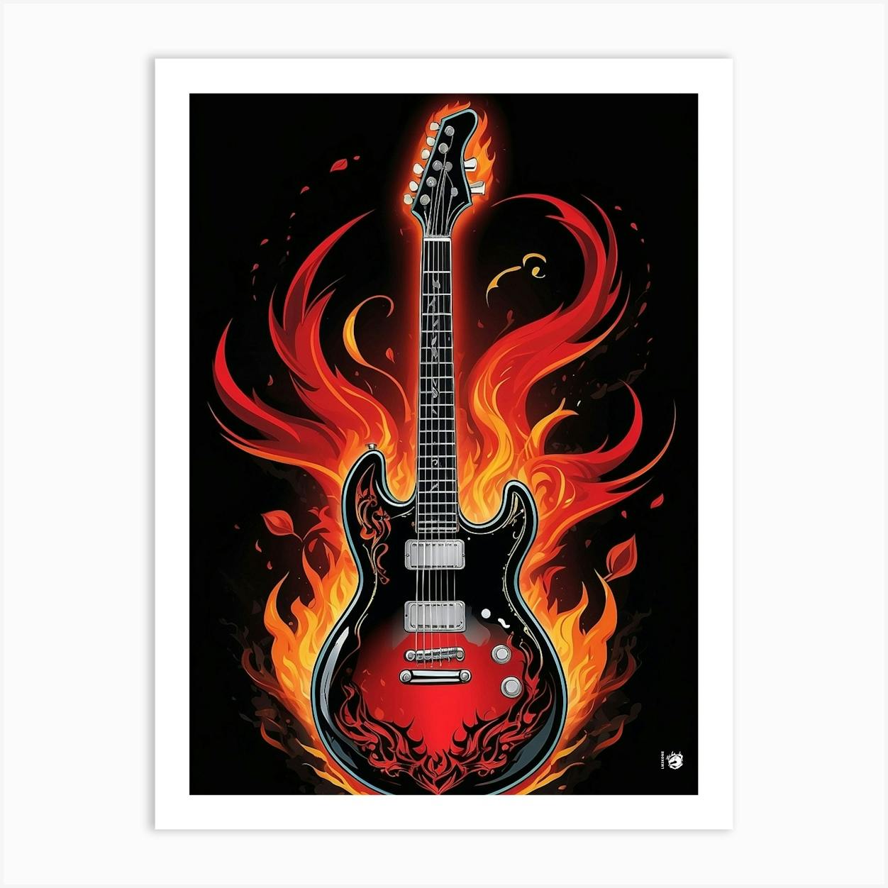 ☆アウトレット☆ パネルアート Fire guitar デジタルプリント