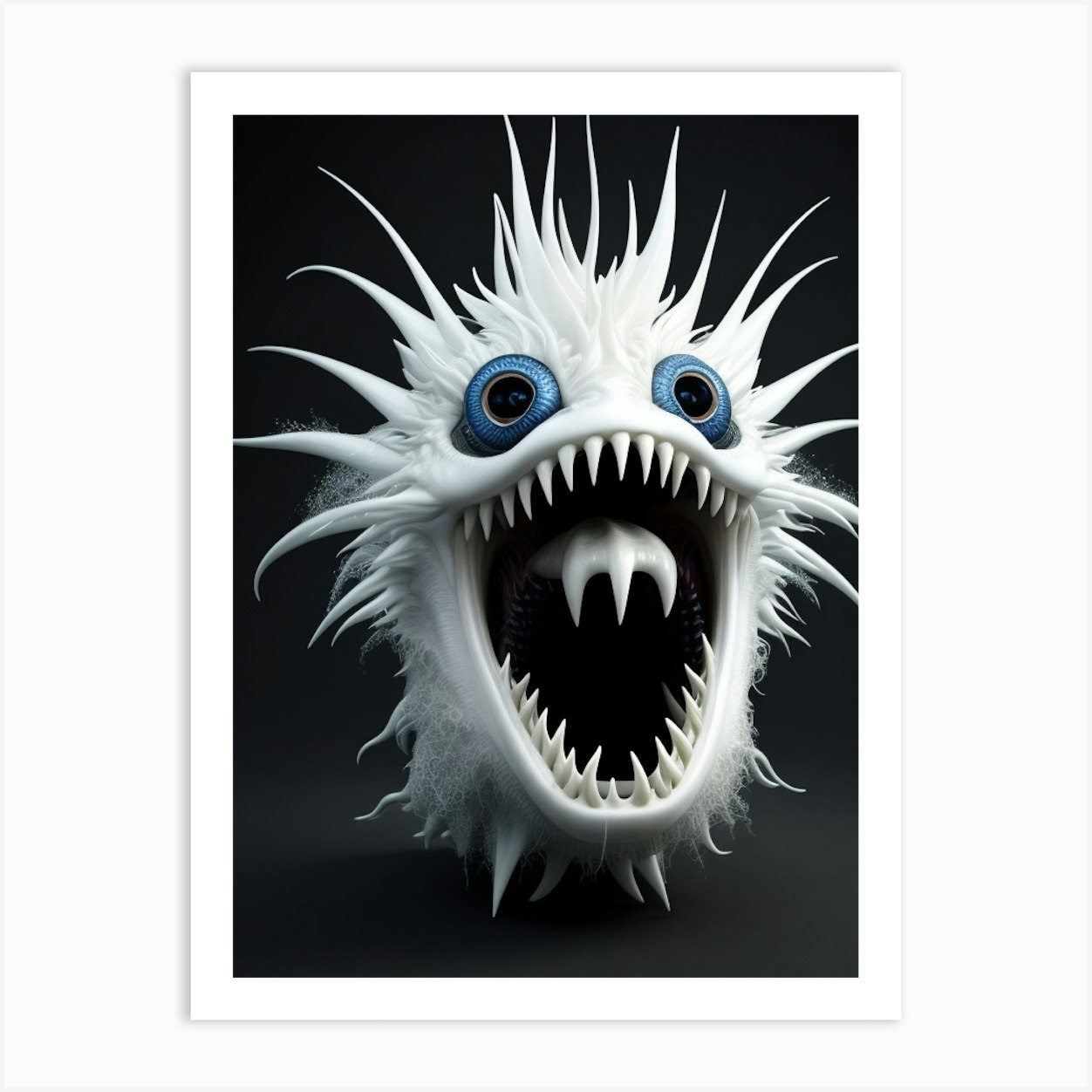 3d Of A White Monster With Blue Eyes 1 Art Print by Nohacreations ...