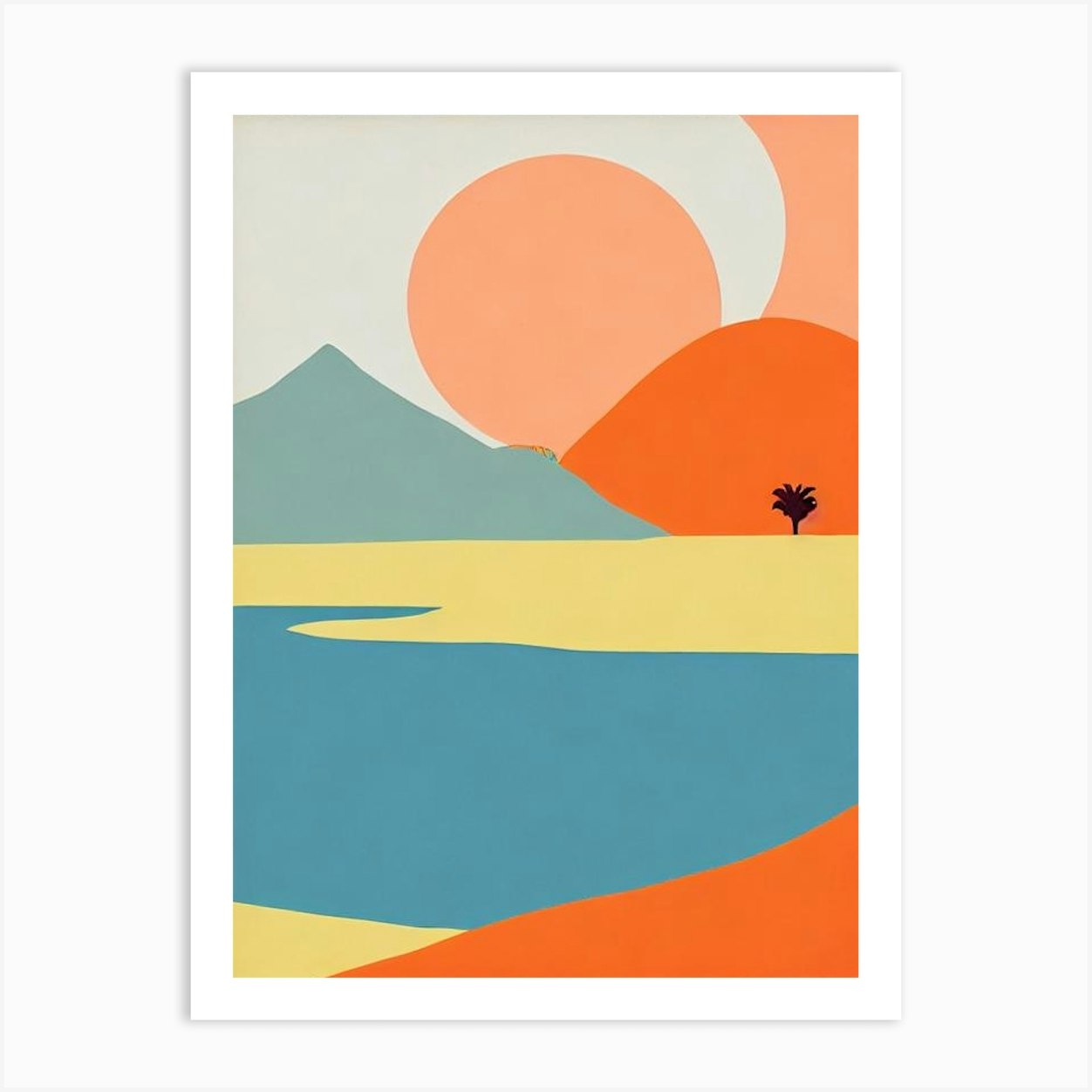 Sunset Beach California Midcentury Art Print by Seaside Nostalgia - Fy