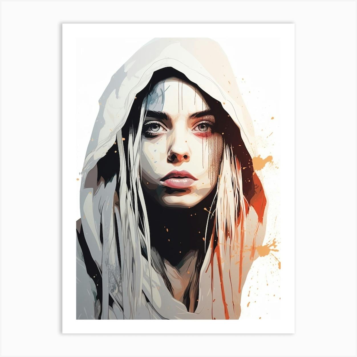 Billie Eilish Grey Portrait Art Print by Print Cult Fy