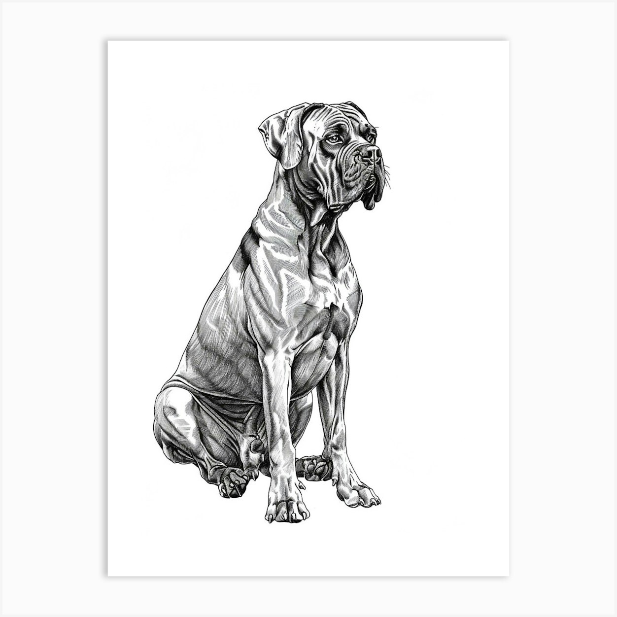 Cane Corso Dog Line Sketch Art Print by Woof and Whiskers - Fy