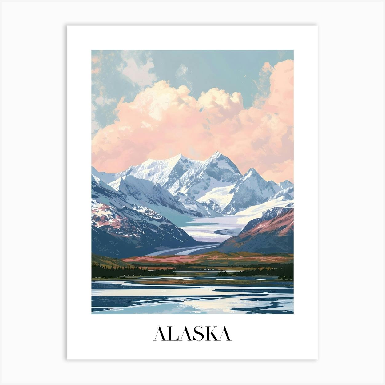 Custom Personalized 3 Alaska Camp art print wall art illustration design landscape artwork good 11x14 artwork for gift birthday alaskan artwork