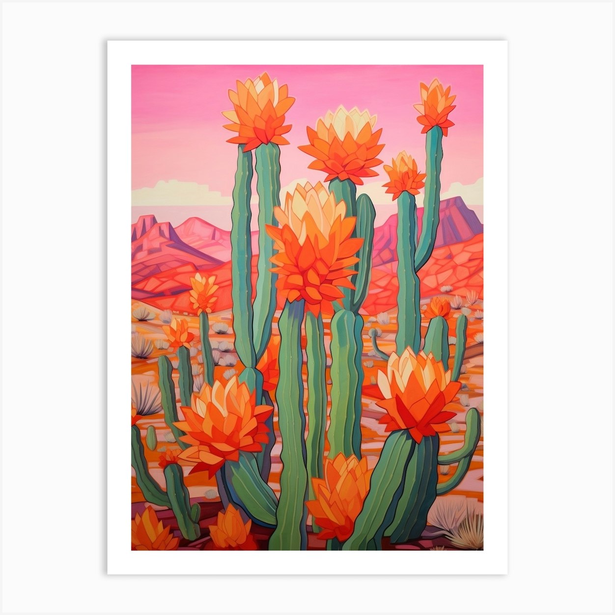 Cactus In The Desert Painting Trichocereus 1 Art Print by Botanic ...