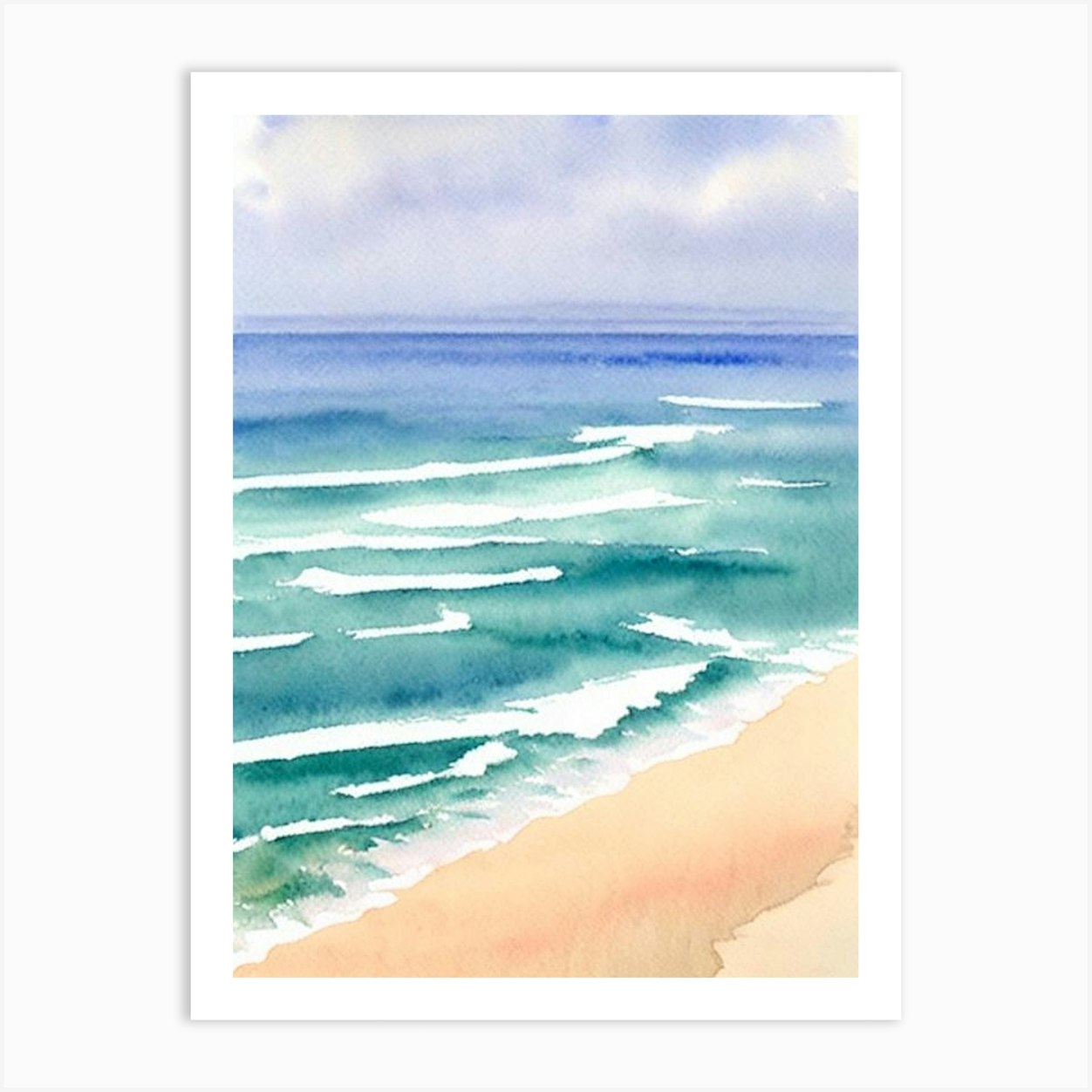 Fistral Beach, Cornwall Watercolour Art Print by Sand & Surf Prints - Fy